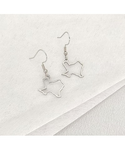 Stainless Steel Texas State Shape Map Dangle Drop Earrings for Women silver $9.30 Earrings