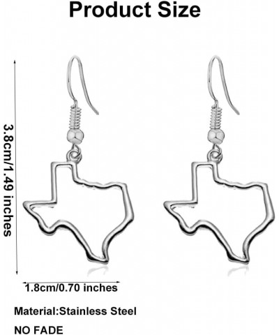 Stainless Steel Texas State Shape Map Dangle Drop Earrings for Women silver $9.30 Earrings