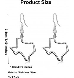 Stainless Steel Texas State Shape Map Dangle Drop Earrings for Women silver $9.30 Earrings