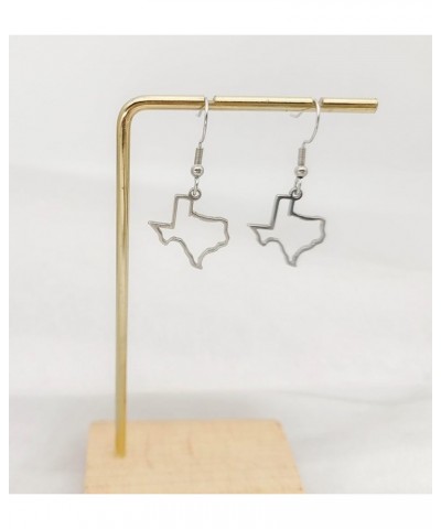 Stainless Steel Texas State Shape Map Dangle Drop Earrings for Women silver $9.30 Earrings