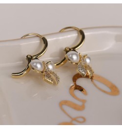 JeanBeau Small Gold Hoop Huggie Maple Leaf Snowflake Bow Pearl Dangle Drop Earring for Women Teen Girls Cute Crystal Dangling...