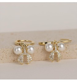 JeanBeau Small Gold Hoop Huggie Maple Leaf Snowflake Bow Pearl Dangle Drop Earring for Women Teen Girls Cute Crystal Dangling...