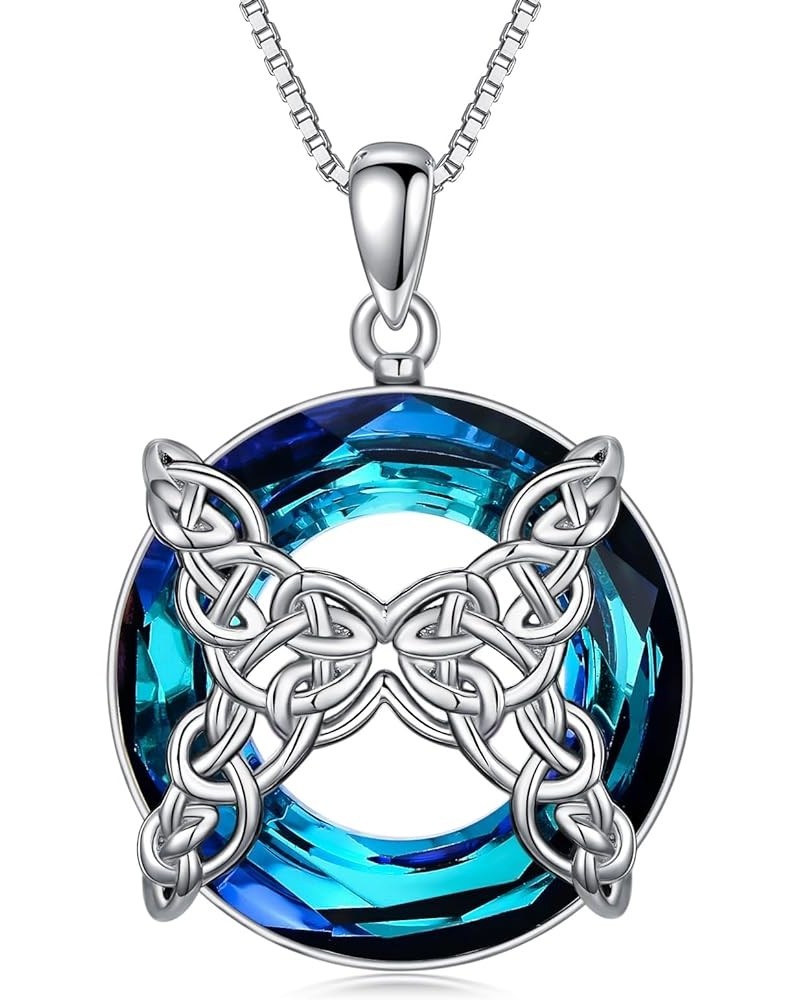 Butterfly/Owl Necklace for Women Sterling Silver Celtic Knot Heart Blue Crystal/Turquoise Pendent Pink Butterfly Necklaces Je...