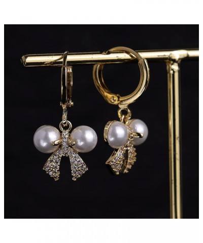 JeanBeau Small Gold Hoop Huggie Maple Leaf Snowflake Bow Pearl Dangle Drop Earring for Women Teen Girls Cute Crystal Dangling...