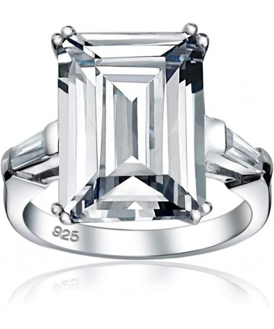 Art Deco Style Bridal Wedding Big 10CT AAA CZ Solitaire Emerald Cut Statement Engagement Ring For Women .925 Sterling Silver ...