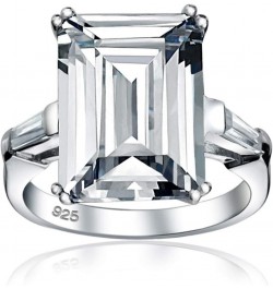 Art Deco Style Bridal Wedding Big 10CT AAA CZ Solitaire Emerald Cut Statement Engagement Ring For Women .925 Sterling Silver ...