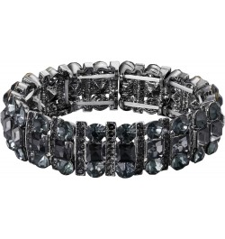 Austrian Crystal Art Deco Three Layers Bride Elastic Stretch Bracelet Grey Black-Tone $11.28 Bracelets