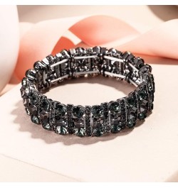 Austrian Crystal Art Deco Three Layers Bride Elastic Stretch Bracelet Grey Black-Tone $11.28 Bracelets