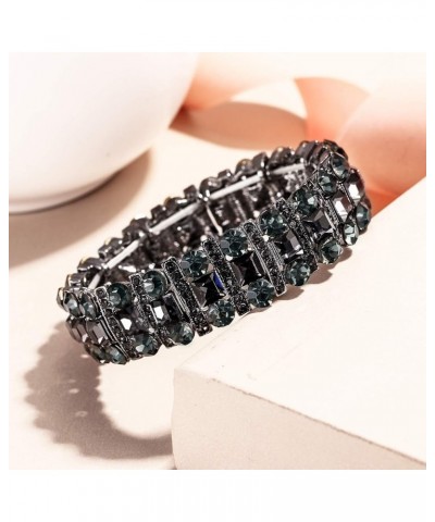 Austrian Crystal Art Deco Three Layers Bride Elastic Stretch Bracelet Grey Black-Tone $11.28 Bracelets