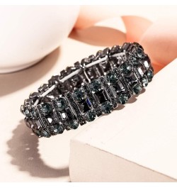 Austrian Crystal Art Deco Three Layers Bride Elastic Stretch Bracelet Grey Black-Tone $11.28 Bracelets