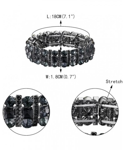 Austrian Crystal Art Deco Three Layers Bride Elastic Stretch Bracelet Grey Black-Tone $11.28 Bracelets