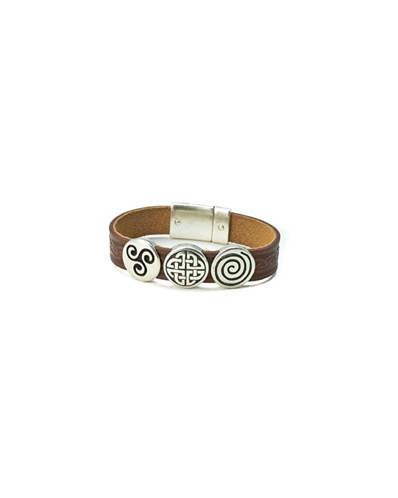 Celtic Leather Bracelet Irish Charms Two Sizes Made in Ireland Brown 7 1/2 $30.38 Bracelets