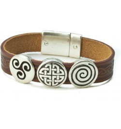 Celtic Leather Bracelet Irish Charms Two Sizes Made in Ireland Brown 7 1/2 $30.38 Bracelets