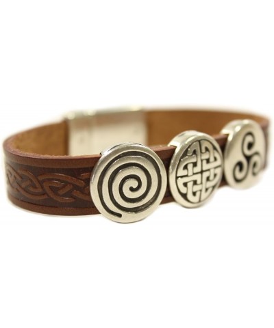 Celtic Leather Bracelet Irish Charms Two Sizes Made in Ireland Brown 7 1/2 $30.38 Bracelets