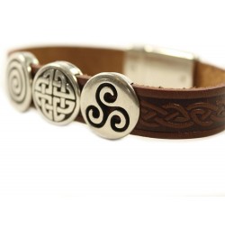 Celtic Leather Bracelet Irish Charms Two Sizes Made in Ireland Brown 7 1/2 $30.38 Bracelets