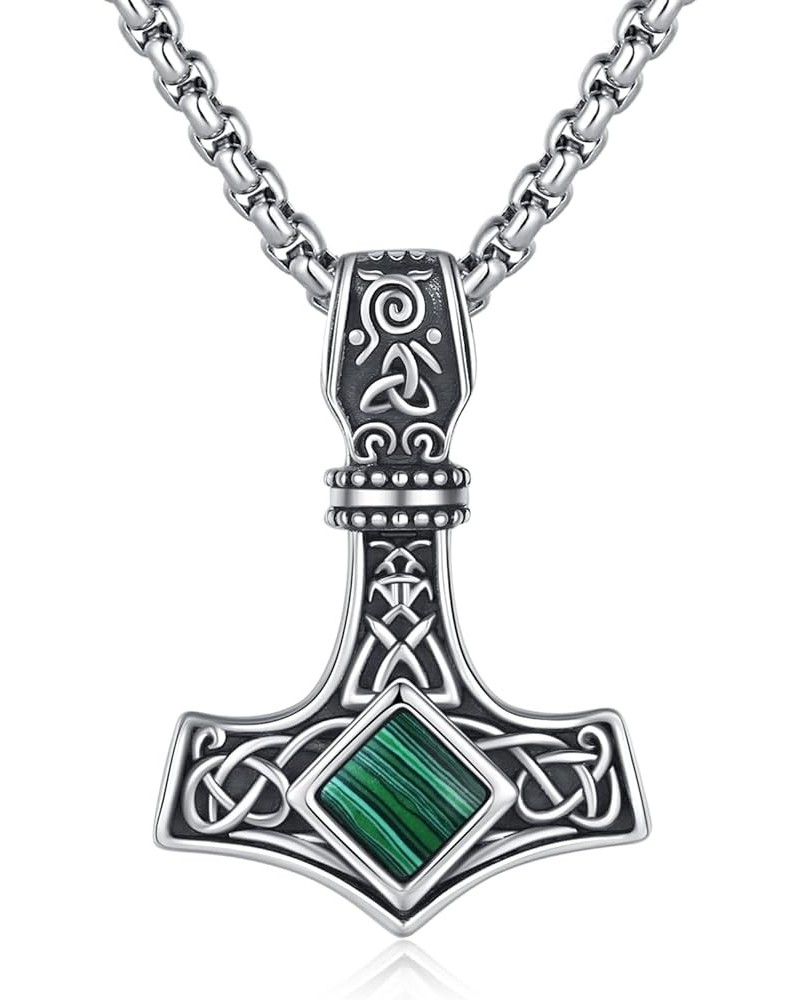 Thor Hammer Necklace Sterling Silver Mjolnir Necklace Norse Viking Thors Hammer Talisman Necklace Turquoise Celtic Necklaces ...