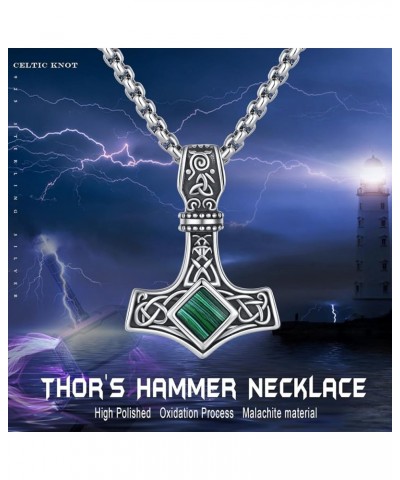 Thor Hammer Necklace Sterling Silver Mjolnir Necklace Norse Viking Thors Hammer Talisman Necklace Turquoise Celtic Necklaces ...