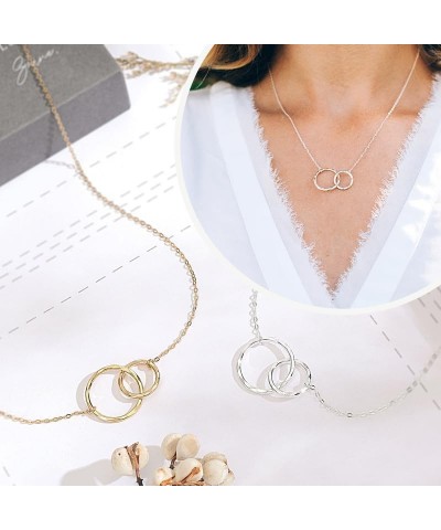 Mother Daughter necklace interlocking double linked circles necklace sterling silver gold set of 1/2 mother's day gift neckla...