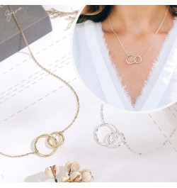 Mother Daughter necklace interlocking double linked circles necklace sterling silver gold set of 1/2 mother's day gift neckla...