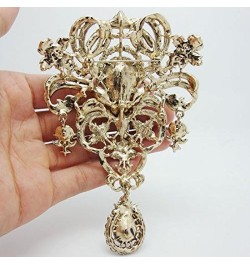 Classic Style Flower Drop Brooch Pin Rhinestone Crystal Pendant Purple $12.90 Brooches & Pins