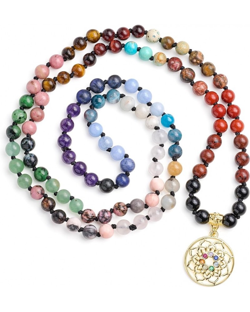 7 Chakra 108 Mala Beads Bracelet Real Healing Gemstone Yoga Meditation Hand Knotted Mala Prayer Bead Necklace 6mm Chakras Lot...