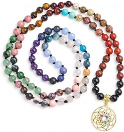 7 Chakra 108 Mala Beads Bracelet Real Healing Gemstone Yoga Meditation Hand Knotted Mala Prayer Bead Necklace 6mm Chakras Lot...