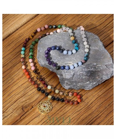 7 Chakra 108 Mala Beads Bracelet Real Healing Gemstone Yoga Meditation Hand Knotted Mala Prayer Bead Necklace 6mm Chakras Lot...