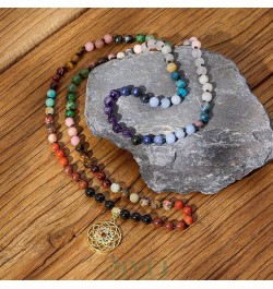 7 Chakra 108 Mala Beads Bracelet Real Healing Gemstone Yoga Meditation Hand Knotted Mala Prayer Bead Necklace 6mm Chakras Lot...