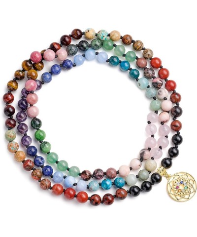 7 Chakra 108 Mala Beads Bracelet Real Healing Gemstone Yoga Meditation Hand Knotted Mala Prayer Bead Necklace 6mm Chakras Lot...