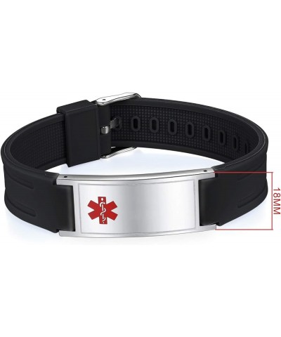 Sports Medical Alert Bracelets for Men & Women Silicone ID Band Suitable for summer black type 2 diabetes $13.24 Bracelets