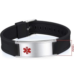 Sports Medical Alert Bracelets for Men & Women Silicone ID Band Suitable for summer black type 2 diabetes $13.24 Bracelets