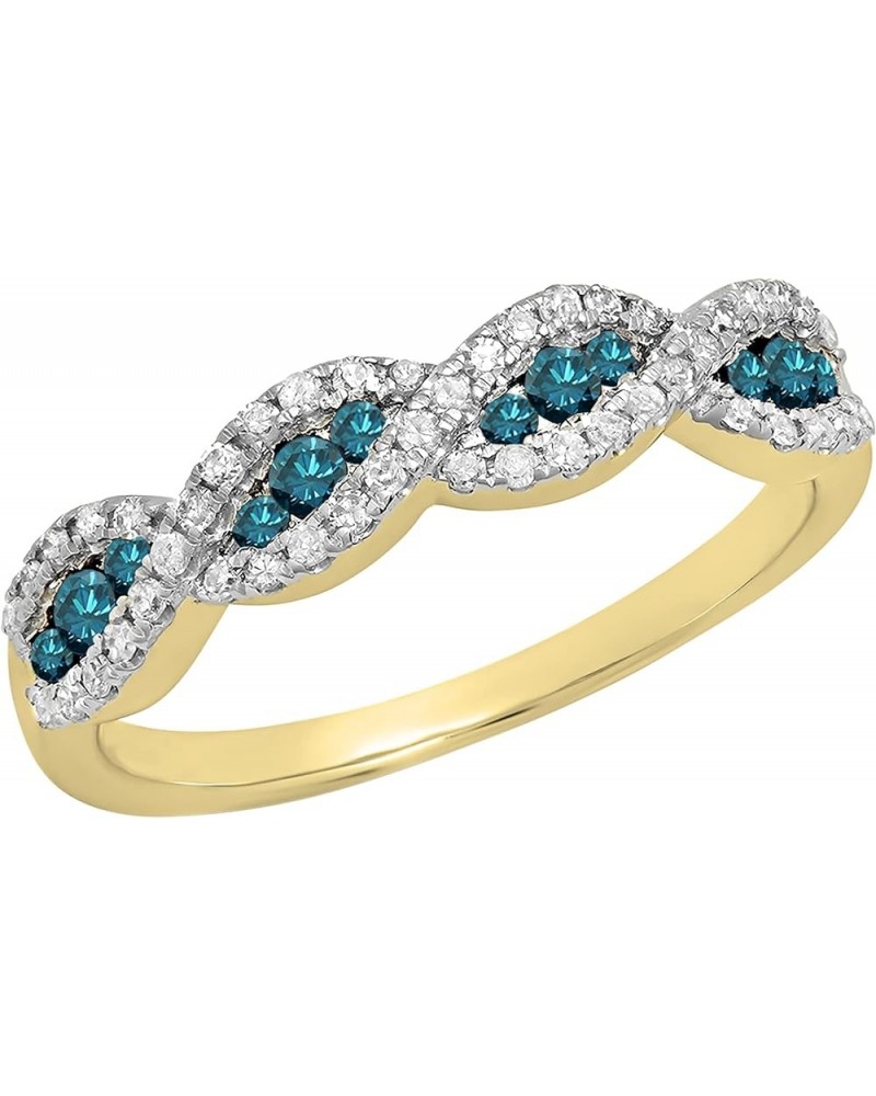 0.35 Carat (ctw) 10K Gold Round Blue & White Diamond Bridal Stackable Wedding Band 1/3 CT 8.5 Yellow Gold $136.96 Bracelets