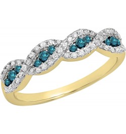 0.35 Carat (ctw) 10K Gold Round Blue & White Diamond Bridal Stackable Wedding Band 1/3 CT 8.5 Yellow Gold $136.96 Bracelets