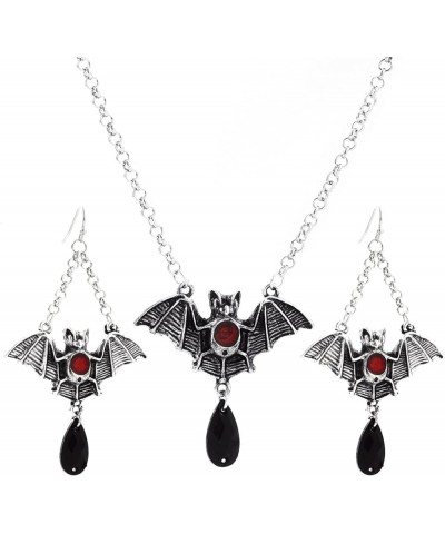 Vintage Gothic Spider Necklace Earrings Set,Halloween Crystal Spider Pendant Necklace Punk Style Reptile Animal Jewelry for W...