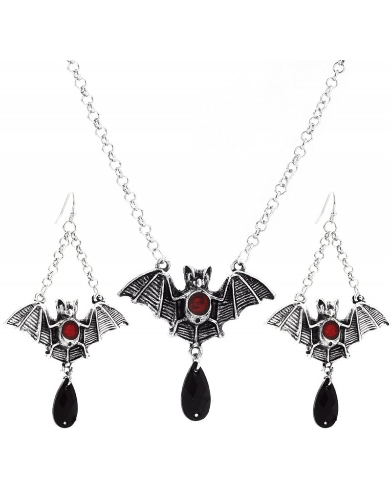 Vintage Gothic Spider Necklace Earrings Set,Halloween Crystal Spider Pendant Necklace Punk Style Reptile Animal Jewelry for W...