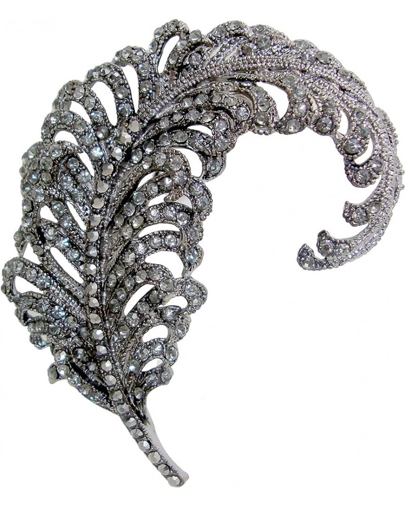 TTjewelry 3.18" Vintage Peacock Feather Rhinestone Crystal Brooch Pin Party Jewelry Black $11.28 Brooches & Pins