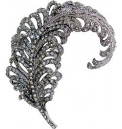 TTjewelry 3.18" Vintage Peacock Feather Rhinestone Crystal Brooch Pin Party Jewelry Black $11.28 Brooches & Pins