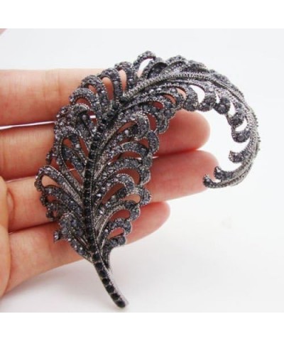 TTjewelry 3.18" Vintage Peacock Feather Rhinestone Crystal Brooch Pin Party Jewelry Black $11.28 Brooches & Pins