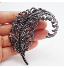 TTjewelry 3.18" Vintage Peacock Feather Rhinestone Crystal Brooch Pin Party Jewelry Black $11.28 Brooches & Pins