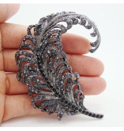 TTjewelry 3.18" Vintage Peacock Feather Rhinestone Crystal Brooch Pin Party Jewelry Black $11.28 Brooches & Pins