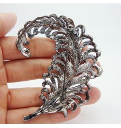 TTjewelry 3.18" Vintage Peacock Feather Rhinestone Crystal Brooch Pin Party Jewelry Black $11.28 Brooches & Pins