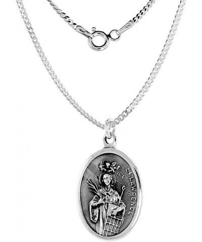 Sterling Silver St Lawrence Medal Necklace Oxidized finish Oval 1.8mm Chain 24-inch $27.41 Necklaces