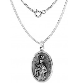 Sterling Silver St Lawrence Medal Necklace Oxidized finish Oval 1.8mm Chain 24-inch $27.41 Necklaces