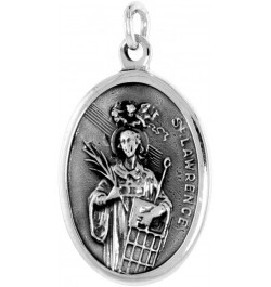 Sterling Silver St Lawrence Medal Necklace Oxidized finish Oval 1.8mm Chain 24-inch $27.41 Necklaces