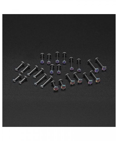 16G Push in Threadless Nose Stud Rings for Women Men Surgical Steel Tragus Earrings Flat Back Nose Studs CZ Cartilage Earring...