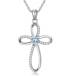 Moissanite Infinity Cross Necklace Sterling Silver Birthstone Cross Necklace Infinity Cross Birthstone Pendant Religious Jewe...