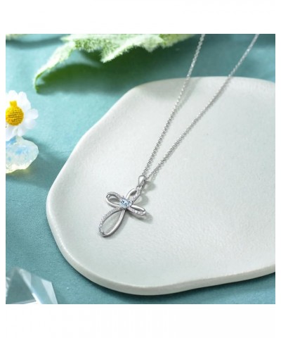 Moissanite Infinity Cross Necklace Sterling Silver Birthstone Cross Necklace Infinity Cross Birthstone Pendant Religious Jewe...