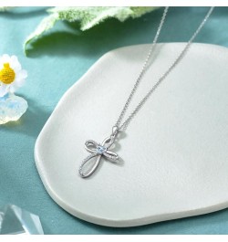 Moissanite Infinity Cross Necklace Sterling Silver Birthstone Cross Necklace Infinity Cross Birthstone Pendant Religious Jewe...