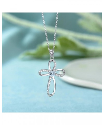 Moissanite Infinity Cross Necklace Sterling Silver Birthstone Cross Necklace Infinity Cross Birthstone Pendant Religious Jewe...