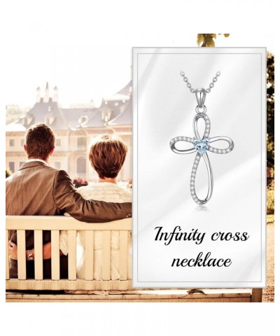 Moissanite Infinity Cross Necklace Sterling Silver Birthstone Cross Necklace Infinity Cross Birthstone Pendant Religious Jewe...